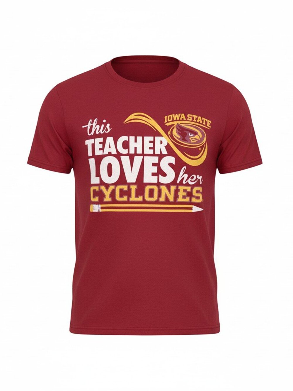Iowa State Cyclones Teacher T Shirt Gildan Softstyle Red Medium
